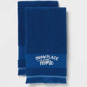 NWT – (4 ) 'Snow Place Like Home' Hand Towel Navy Blue